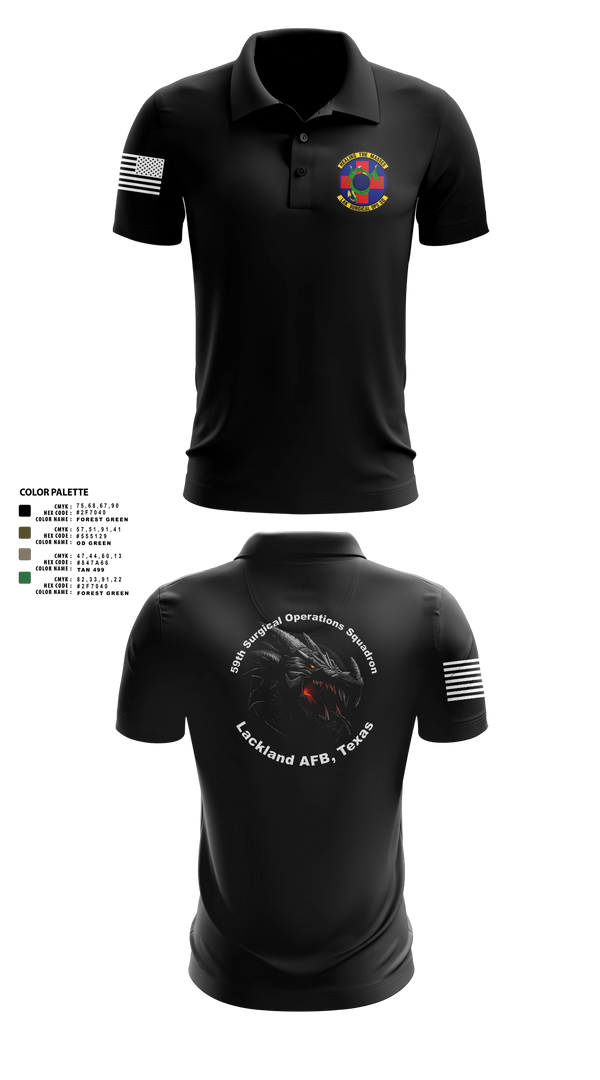 Short Sleeve Performance Polo, 59th Surgical Operations Squadron, Air Force, Teamtime, Team time, sublimation, custom sports apparel, team uniforms, spirit wear, spiritwear, sports uniforms, custom shirts, team store, custom team store, fundraiser sports, apparel fundraiser