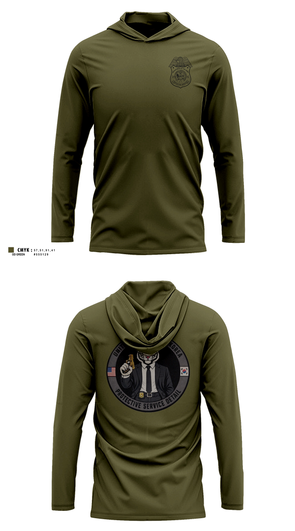 Long Sleeve hooded sunshirt, USFK PSD, Army, Teamtime, Team time, sublimation, custom sports apparel, team uniforms, spirit wear, spiritwear, sports uniforms, custom shirts, team store, custom team store, fundraiser sports, apparel fundraiser