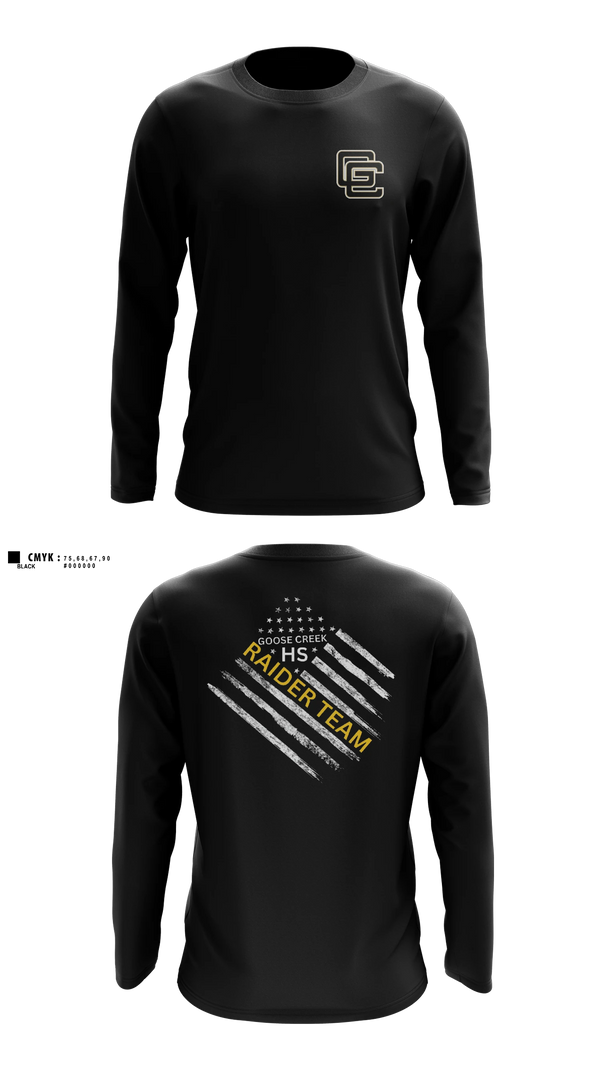 Long Sleeve Performance Shirt, Goose Creek high school JROTC, Bowling, Teamtime, Team time, sublimation, custom sports apparel, team uniforms, spirit wear, spiritwear, sports uniforms, custom shirts, team store, custom team store, fundraiser sports, apparel fundraiser