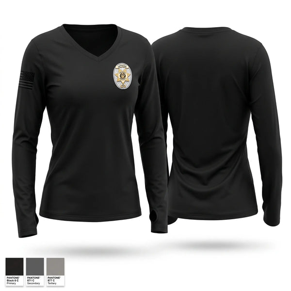 Womens Long Sleeve Vneck Shirt, Crime Suppression Unit, Police, Teamtime, Team time, sublimation, custom sports apparel, team uniforms, spirit wear, spiritwear, sports uniforms, custom shirts, team store, custom team store, fundraiser sports, apparel fundraiser