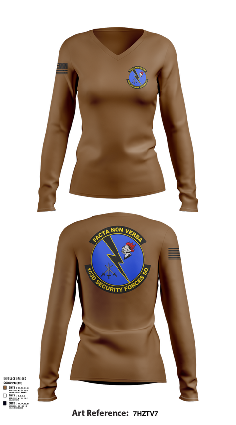 Womens Long Sleeve Vneck Shirt, 103d SECURITY FORCES SQUADRON, , Teamtime, Team time, sublimation, custom sports apparel, team uniforms, spirit wear, spiritwear, sports uniforms, custom shirts, team store, custom team store, fundraiser sports, apparel fundraiser