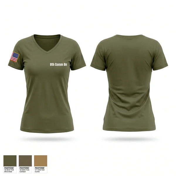 Womens Short Sleeve Vneck Shirt, 8th Comm Bn, Marines, Teamtime, Team time, sublimation, custom sports apparel, team uniforms, spirit wear, spiritwear, sports uniforms, custom shirts, team store, custom team store, fundraiser sports, apparel fundraiser