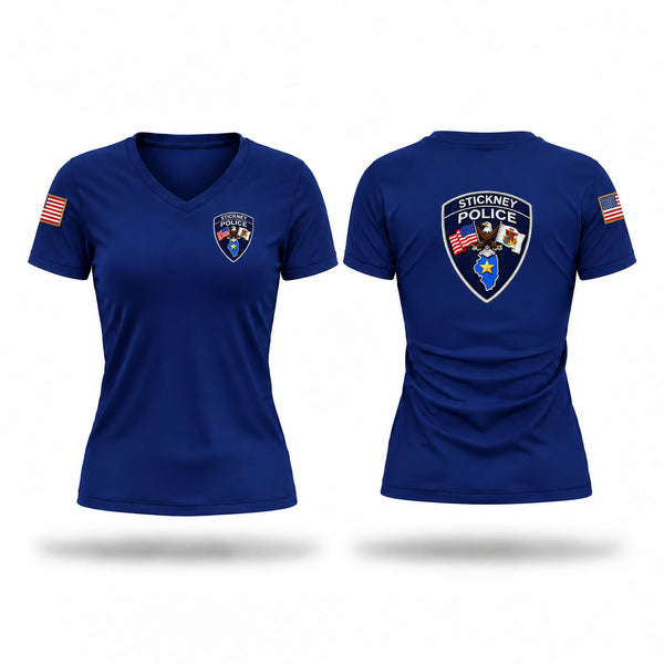 Womens Short Sleeve Vneck Shirt, Stickney Police, Police, Teamtime, Team time, sublimation, custom sports apparel, team uniforms, spirit wear, spiritwear, sports uniforms, custom shirts, team store, custom team store, fundraiser sports, apparel fundraiser