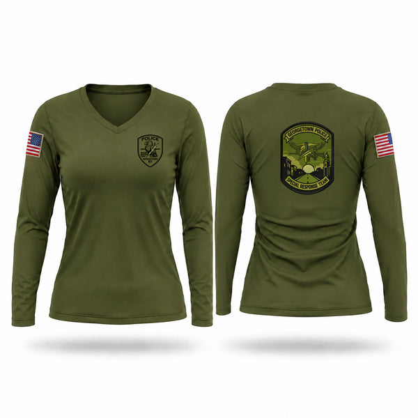Womens Long Sleeve Vneck Shirt, GPD Special Response Team, Police, Teamtime, Team time, sublimation, custom sports apparel, team uniforms, spirit wear, spiritwear, sports uniforms, custom shirts, team store, custom team store, fundraiser sports, apparel fundraiser