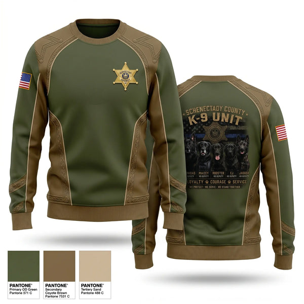 Crew Neck Sweatshirt, Schenectady County Sheriff K9, Police, Teamtime, Team time, sublimation, custom sports apparel, team uniforms, spirit wear, spiritwear, sports uniforms, custom shirts, team store, custom team store, fundraiser sports, apparel fundraiser