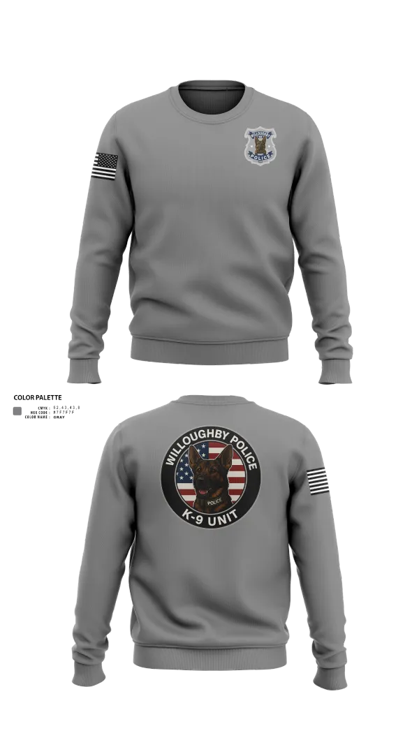 Crew Neck Sweatshirt, Willoughby Police K9 Unit, Police, Teamtime, Team time, sublimation, custom sports apparel, team uniforms, spirit wear, spiritwear, sports uniforms, custom shirts, team store, custom team store, fundraiser sports, apparel fundraiser