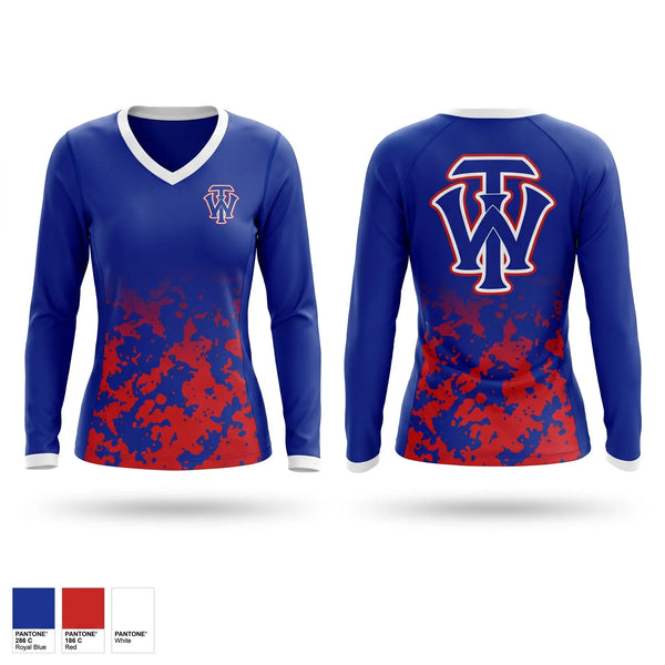 Womens Long Sleeve Vneck Shirt, W.I.T., Softball, Teamtime, Team time, sublimation, custom sports apparel, team uniforms, spirit wear, spiritwear, sports uniforms, custom shirts, team store, custom team store, fundraiser sports, apparel fundraiser