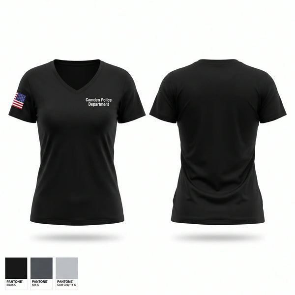 Womens Short Sleeve Vneck Shirt, Camden Police Department, Police, Teamtime, Team time, sublimation, custom sports apparel, team uniforms, spirit wear, spiritwear, sports uniforms, custom shirts, team store, custom team store, fundraiser sports, apparel fundraiser