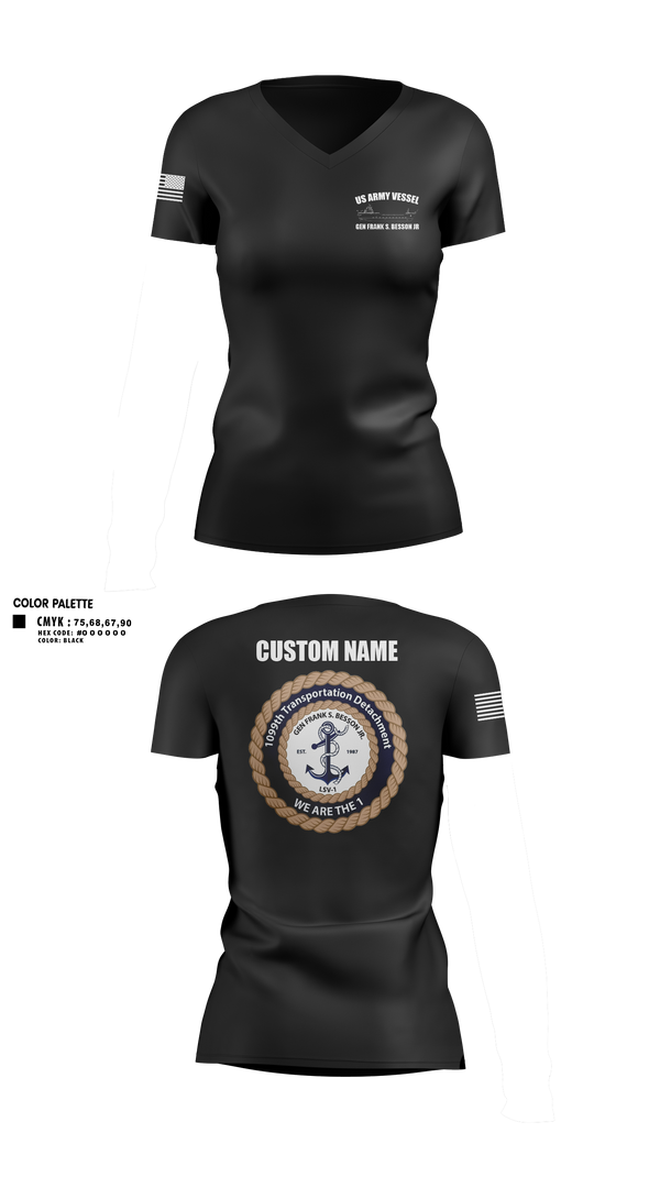 Womens Short Sleeve Vneck Shirt, 1099th TD, Army, Teamtime, Team time, sublimation, custom sports apparel, team uniforms, spirit wear, spiritwear, sports uniforms, custom shirts, team store, custom team store, fundraiser sports, apparel fundraiser