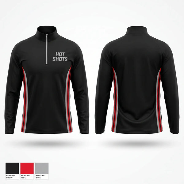 Quarter Zip Jacket, Hot Shots, Baseball, Teamtime, Team time, sublimation, custom sports apparel, team uniforms, spirit wear, spiritwear, sports uniforms, custom shirts, team store, custom team store, fundraiser sports, apparel fundraiser