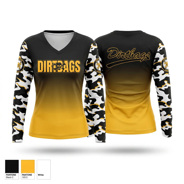 Womens Long Sleeve Vneck Shirt, DC Dirtbags, Baseball, Teamtime, Team time, sublimation, custom sports apparel, team uniforms, spirit wear, spiritwear, sports uniforms, custom shirts, team store, custom team store, fundraiser sports, apparel fundraiser