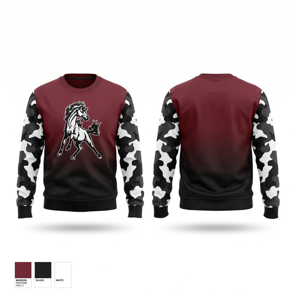 Crew Neck Sweatshirt, Mustangs, Women's Basketball, Teamtime, Team time, sublimation, custom sports apparel, team uniforms, spirit wear, spiritwear, sports uniforms, custom shirts, team store, custom team store, fundraiser sports, apparel fundraiser