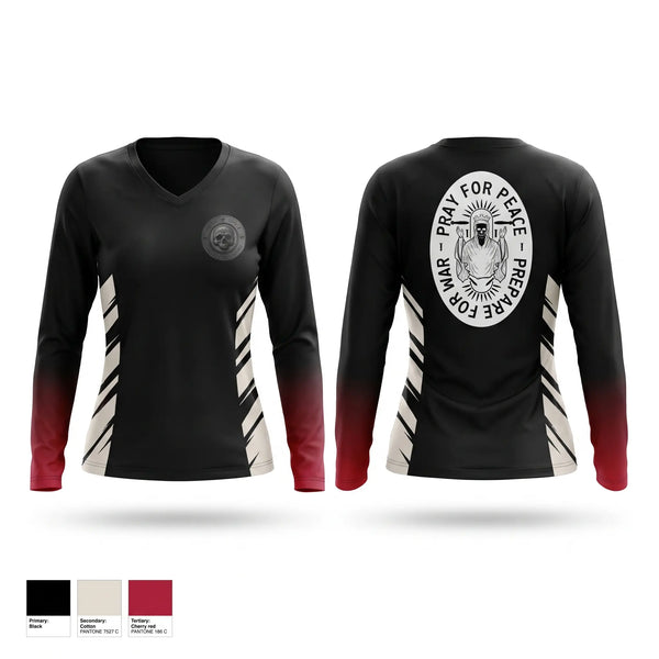 Womens Long Sleeve Vneck Shirt, Darqnuphysique, Men's Soccer, Teamtime, Team time, sublimation, custom sports apparel, team uniforms, spirit wear, spiritwear, sports uniforms, custom shirts, team store, custom team store, fundraiser sports, apparel fundraiser