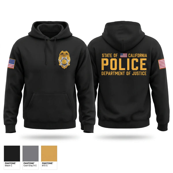 Hoodie, CA DOJ, Police, Teamtime, Team time, sublimation, custom sports apparel, team uniforms, spirit wear, spiritwear, sports uniforms, custom shirts, team store, custom team store, fundraiser sports, apparel fundraiser