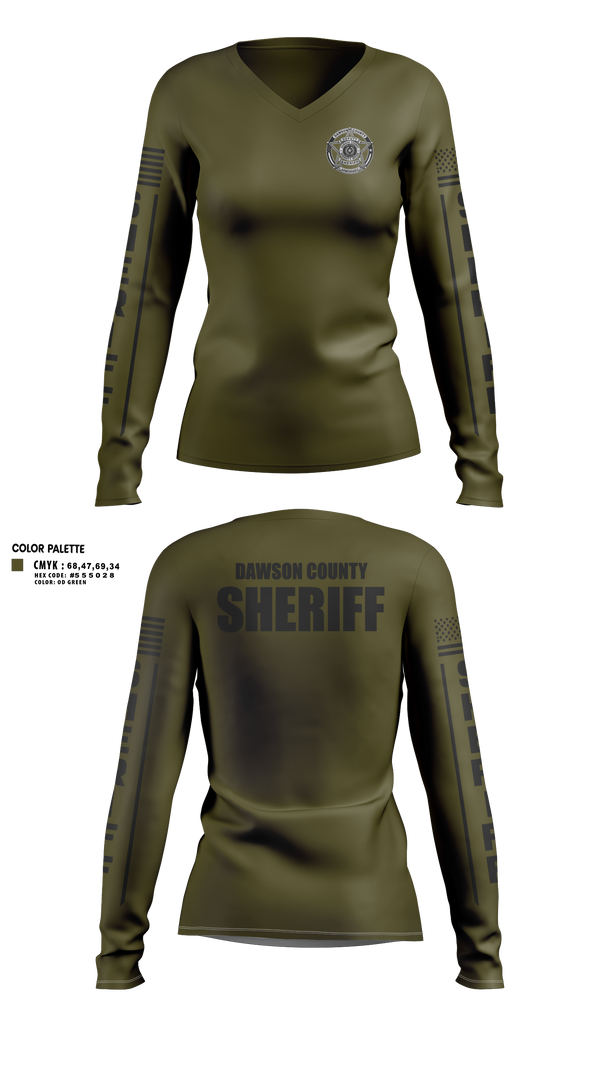 Womens Long Sleeve Vneck Shirt, Dawson County Sheriff’s Office, Police, Teamtime, Team time, sublimation, custom sports apparel, team uniforms, spirit wear, spiritwear, sports uniforms, custom shirts, team store, custom team store, fundraiser sports, apparel fundraiser