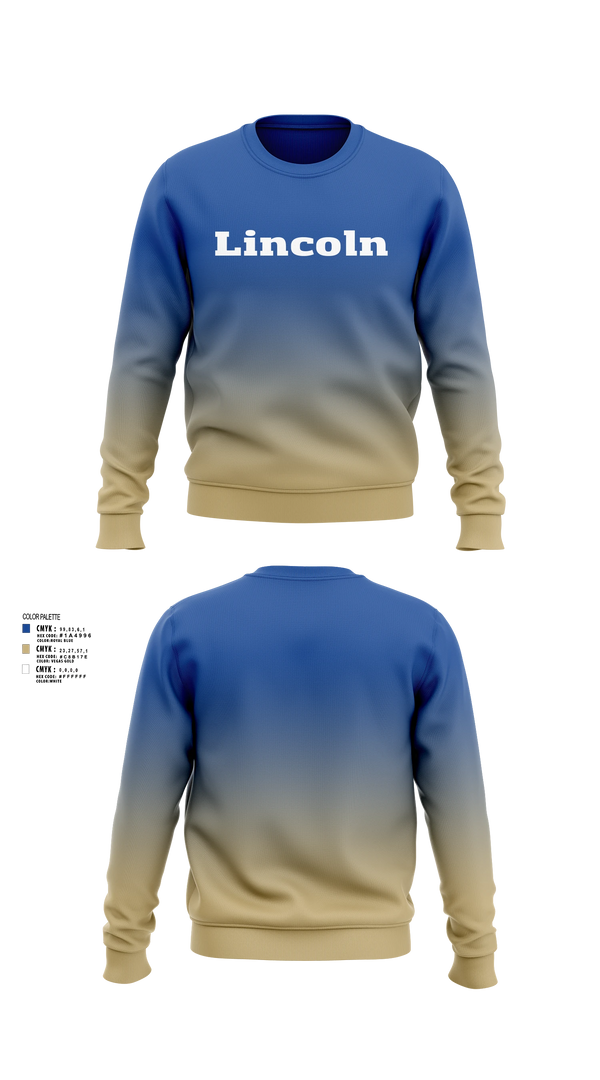Crew Neck Sweatshirt, Lincoln, Baseball, Teamtime, Team time, sublimation, custom sports apparel, team uniforms, spirit wear, spiritwear, sports uniforms, custom shirts, team store, custom team store, fundraiser sports, apparel fundraiser