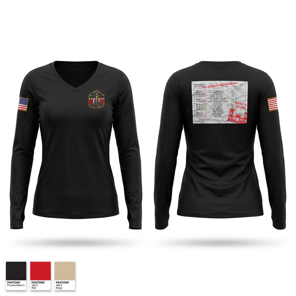 Womens Long Sleeve Vneck Shirt, 744 HQ platoon, Army, Teamtime, Team time, sublimation, custom sports apparel, team uniforms, spirit wear, spiritwear, sports uniforms, custom shirts, team store, custom team store, fundraiser sports, apparel fundraiser