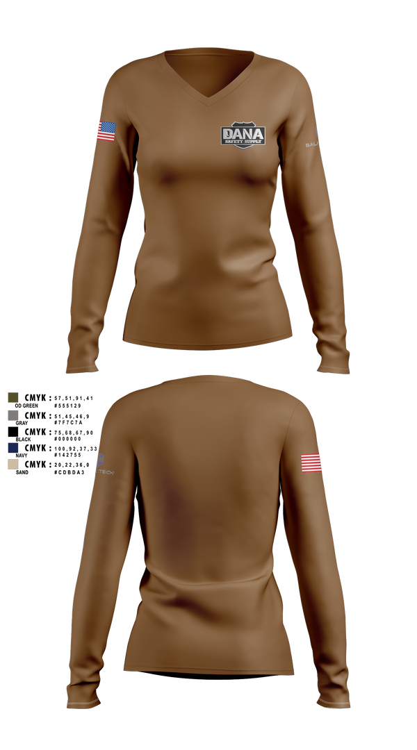 Womens Long Sleeve Vneck Shirt, Alabama SalesDana Safety Supply, Police, Teamtime, Team time, sublimation, custom sports apparel, team uniforms, spirit wear, spiritwear, sports uniforms, custom shirts, team store, custom team store, fundraiser sports, apparel fundraiser