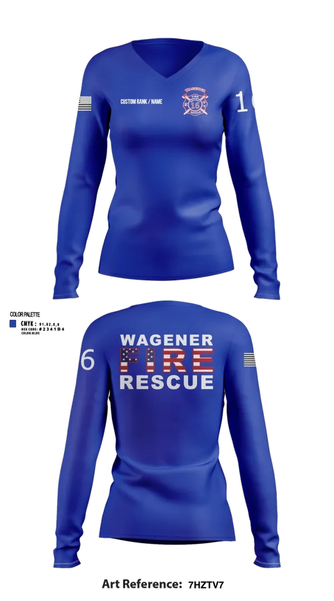 Wagener Fire Department 16386789 Women's Long Sleeve V-neck Shirt - 15