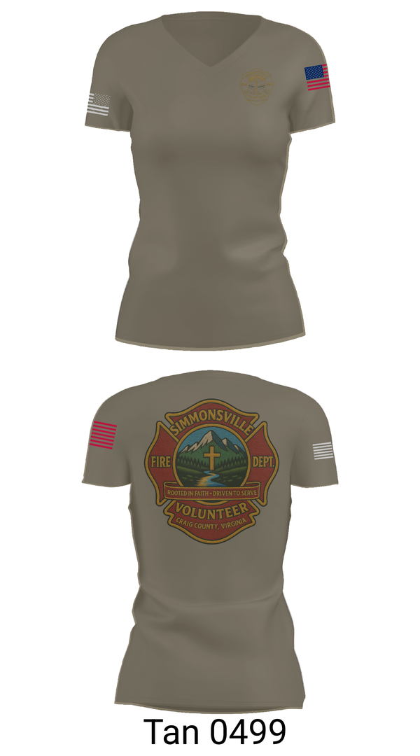 Womens Short Sleeve Vneck Shirt, Simmonsville VFD, , Teamtime, Team time, sublimation, custom sports apparel, team uniforms, spirit wear, spiritwear, sports uniforms, custom shirts, team store, custom team store, fundraiser sports, apparel fundraiser