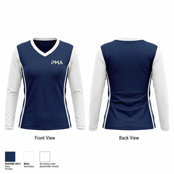Womens Long Sleeve Vneck Shirt, PMA, , Teamtime, Team time, sublimation, custom sports apparel, team uniforms, spirit wear, spiritwear, sports uniforms, custom shirts, team store, custom team store, fundraiser sports, apparel fundraiser
