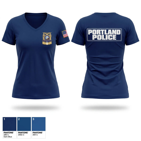 Womens Short Sleeve Vneck Shirt, Portland Police Bureau, Police, Teamtime, Team time, sublimation, custom sports apparel, team uniforms, spirit wear, spiritwear, sports uniforms, custom shirts, team store, custom team store, fundraiser sports, apparel fundraiser