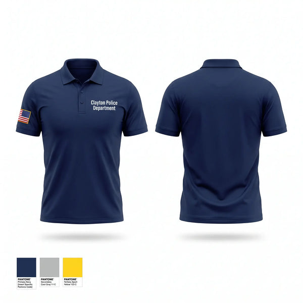 Short Sleeve Performance Polo, Clayton Police Department, Police, Teamtime, Team time, sublimation, custom sports apparel, team uniforms, spirit wear, spiritwear, sports uniforms, custom shirts, team store, custom team store, fundraiser sports, apparel fundraiser