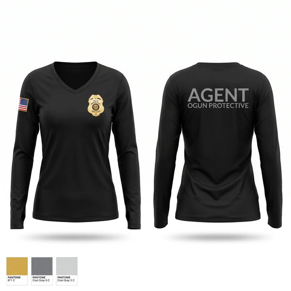 Womens Long Sleeve Vneck Shirt, OGUN, Police, Teamtime, Team time, sublimation, custom sports apparel, team uniforms, spirit wear, spiritwear, sports uniforms, custom shirts, team store, custom team store, fundraiser sports, apparel fundraiser