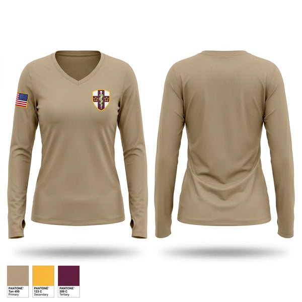 Womens Long Sleeve Vneck Shirt, 7390th blood detachment, Army, Teamtime, Team time, sublimation, custom sports apparel, team uniforms, spirit wear, spiritwear, sports uniforms, custom shirts, team store, custom team store, fundraiser sports, apparel fundraiser