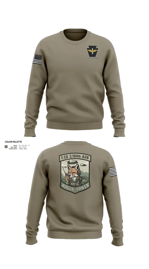 Crew Neck Sweatshirt, Fox company 2/104th avn, National Guard, Teamtime, Team time, sublimation, custom sports apparel, team uniforms, spirit wear, spiritwear, sports uniforms, custom shirts, team store, custom team store, fundraiser sports, apparel fundraiser