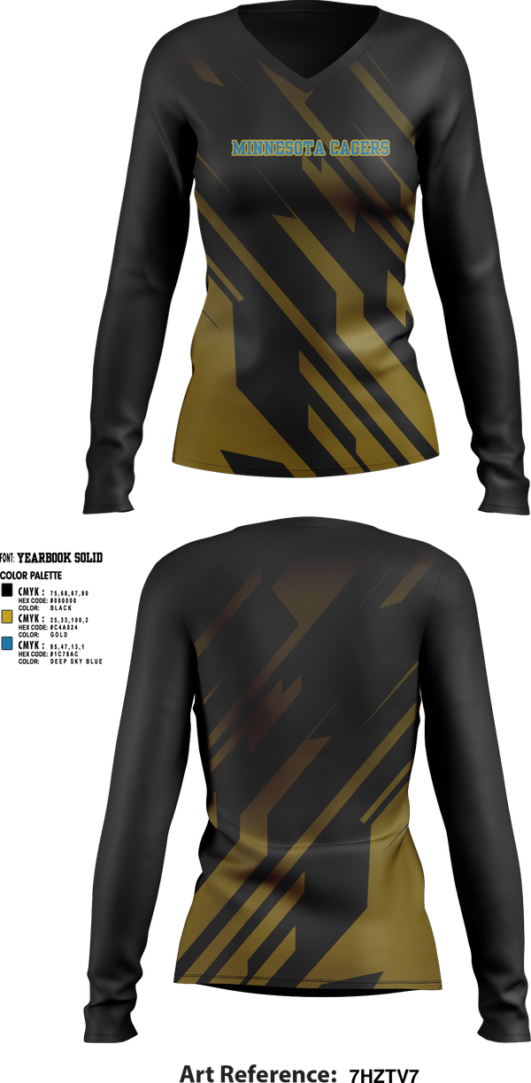 Womens Long Sleeve Vneck Shirt, Minnesota Cagers, Women's Basketball, Teamtime, Team time, sublimation, custom sports apparel, team uniforms, spirit wear, spiritwear, sports uniforms, custom shirts, team store, custom team store, fundraiser sports, apparel fundraiser