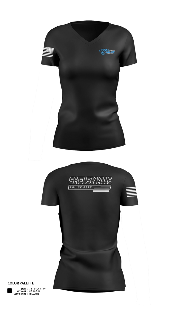 Womens Short Sleeve Vneck Shirt, Shelbyville Police Department (KY), Police, Teamtime, Team time, sublimation, custom sports apparel, team uniforms, spirit wear, spiritwear, sports uniforms, custom shirts, team store, custom team store, fundraiser sports, apparel fundraiser