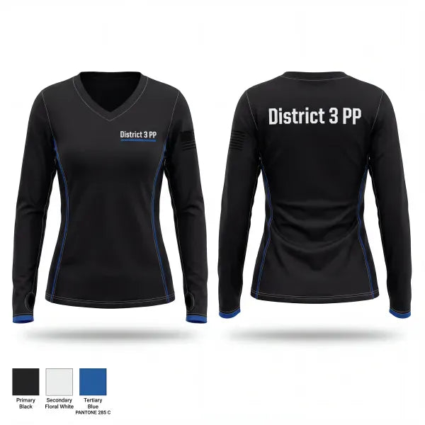 Womens Long Sleeve Vneck Shirt, District 3 P&PDistrict 3 P&P, Police, Teamtime, Team time, sublimation, custom sports apparel, team uniforms, spirit wear, spiritwear, sports uniforms, custom shirts, team store, custom team store, fundraiser sports, apparel fundraiser