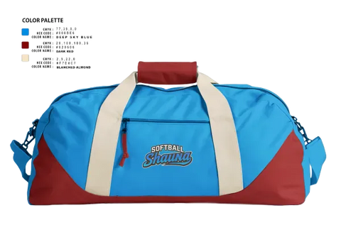 Duffle Bag, Softball ShaunaS, Softball, Teamtime, Team time, sublimation, custom sports apparel, team uniforms, spirit wear, spiritwear, sports uniforms, custom shirts, team store, custom team store, fundraiser sports, apparel fundraiser