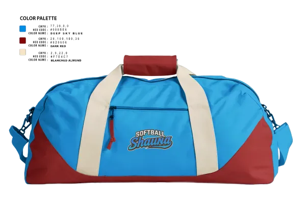 Duffle Bag, Softball ShaunaS, Softball, Teamtime, Team time, sublimation, custom sports apparel, team uniforms, spirit wear, spiritwear, sports uniforms, custom shirts, team store, custom team store, fundraiser sports, apparel fundraiser