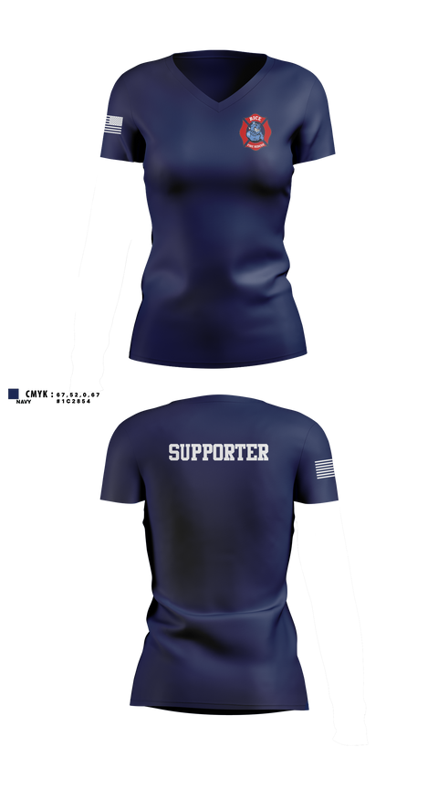 Womens Short Sleeve Vneck Shirt, Rice Fire Dept, Fire Department, Teamtime, Team time, sublimation, custom sports apparel, team uniforms, spirit wear, spiritwear, sports uniforms, custom shirts, team store, custom team store, fundraiser sports, apparel fundraiser