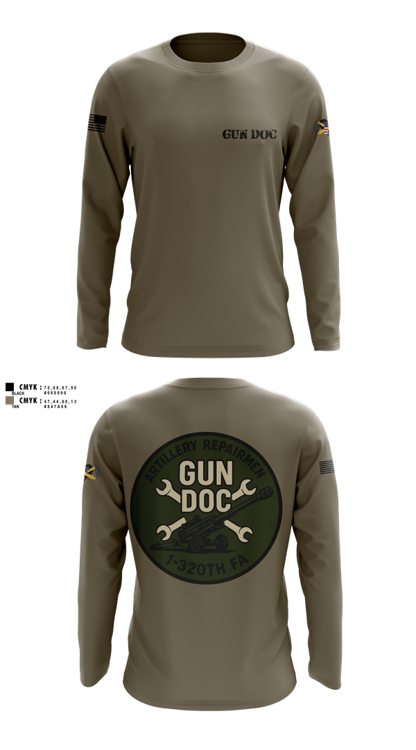 Long Sleeve Performance Shirt, ARMT 1-320th Field Artillery, Army, Teamtime, Team time, sublimation, custom sports apparel, team uniforms, spirit wear, spiritwear, sports uniforms, custom shirts, team store, custom team store, fundraiser sports, apparel fundraiser