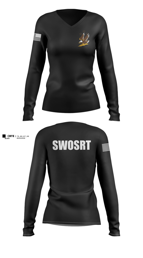 Womens Long Sleeve Vneck Shirt, Southwest Oakland Special Response Team, Police, Teamtime, Team time, sublimation, custom sports apparel, team uniforms, spirit wear, spiritwear, sports uniforms, custom shirts, team store, custom team store, fundraiser sports, apparel fundraiser