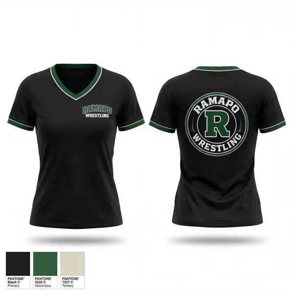 Womens Short Sleeve Vneck Shirt, Ramapo Raiders, Wrestling, Teamtime, Team time, sublimation, custom sports apparel, team uniforms, spirit wear, spiritwear, sports uniforms, custom shirts, team store, custom team store, fundraiser sports, apparel fundraiser