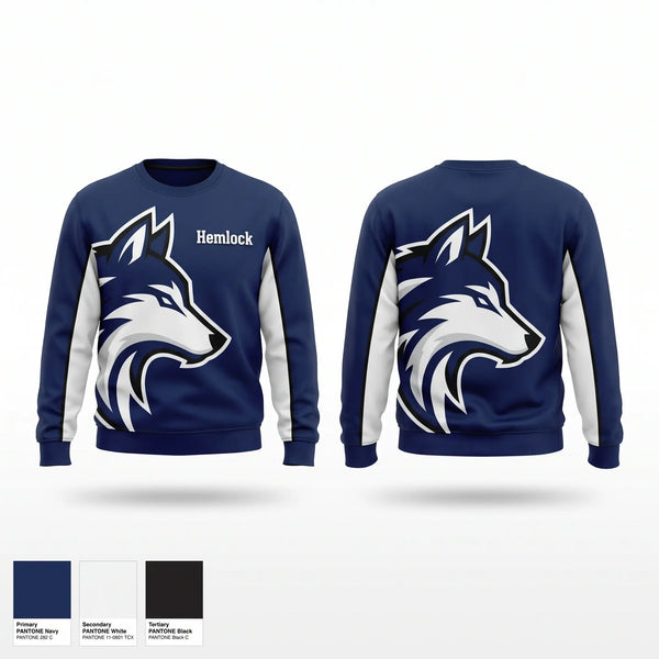 Crew Neck Sweatshirt, Hemlock, Wrestling, Teamtime, Team time, sublimation, custom sports apparel, team uniforms, spirit wear, spiritwear, sports uniforms, custom shirts, team store, custom team store, fundraiser sports, apparel fundraiser