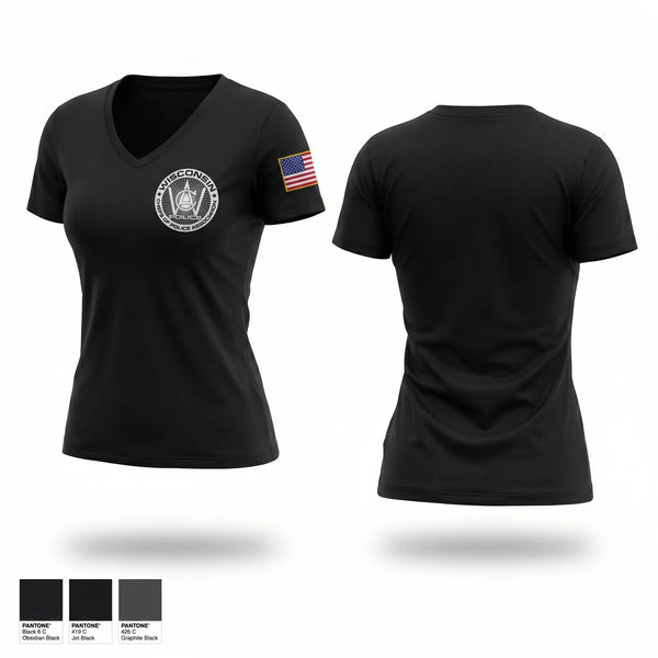Womens Short Sleeve Vneck Shirt, Wisconsin Chiefs of Police Association, Police, Teamtime, Team time, sublimation, custom sports apparel, team uniforms, spirit wear, spiritwear, sports uniforms, custom shirts, team store, custom team store, fundraiser sports, apparel fundraiser