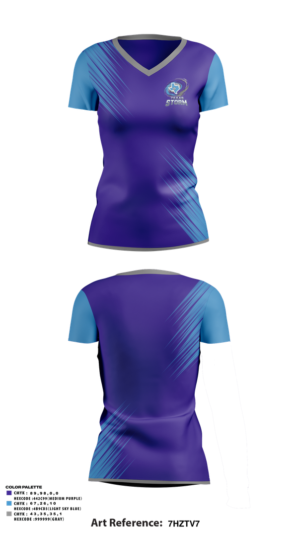 Womens Short Sleeve Vneck Shirt, Texas Storm, Softball, Teamtime, Team time, sublimation, custom sports apparel, team uniforms, spirit wear, spiritwear, sports uniforms, custom shirts, team store, custom team store, fundraiser sports, apparel fundraiser