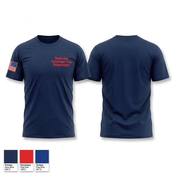 Old School Cotton Feel Shirt, Rockville Volunteer Fire Department, Fire Department, Teamtime, Team time, sublimation, custom sports apparel, team uniforms, spirit wear, spiritwear, sports uniforms, custom shirts, team store, custom team store, fundraiser sports, apparel fundraiser