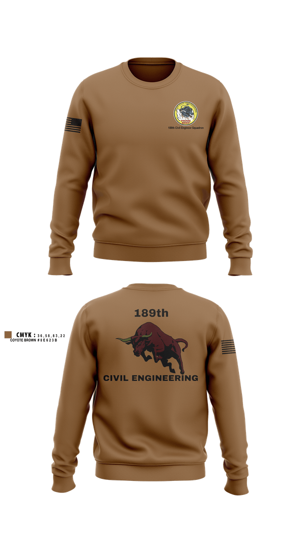 Crew Neck Sweatshirt, 189th Civil Engineering, Air Force, Teamtime, Team time, sublimation, custom sports apparel, team uniforms, spirit wear, spiritwear, sports uniforms, custom shirts, team store, custom team store, fundraiser sports, apparel fundraiser