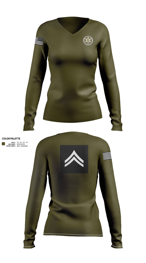 Womens Long Sleeve Vneck Shirt, Wayne County Sheriff’s Department, Police, Teamtime, Team time, sublimation, custom sports apparel, team uniforms, spirit wear, spiritwear, sports uniforms, custom shirts, team store, custom team store, fundraiser sports, apparel fundraiser