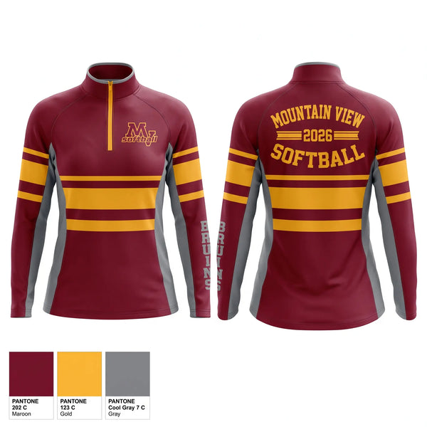 Quarter Zip Jacket, Mountain View Bruins, Softball, Teamtime, Team time, sublimation, custom sports apparel, team uniforms, spirit wear, spiritwear, sports uniforms, custom shirts, team store, custom team store, fundraiser sports, apparel fundraiser