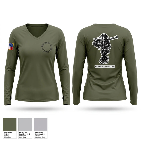 Womens Long Sleeve Vneck Shirt, 1st LAAD / Alpha/Hogs, Marines, Teamtime, Team time, sublimation, custom sports apparel, team uniforms, spirit wear, spiritwear, sports uniforms, custom shirts, team store, custom team store, fundraiser sports, apparel fundraiser