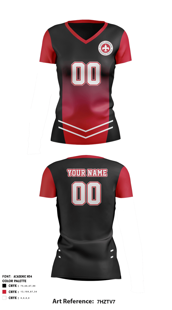 Women's Short Sleeve Vneck Shirt, Garrett Memorial Christian School Volleyball, Women's Volleyball, Teamtime, Team time, sublimation, custom sports apparel, team uniforms, spirit wear, spiritwear, sports uniforms, custom shirts, team store, custom team store, fundraiser sports, apparel fundraiser