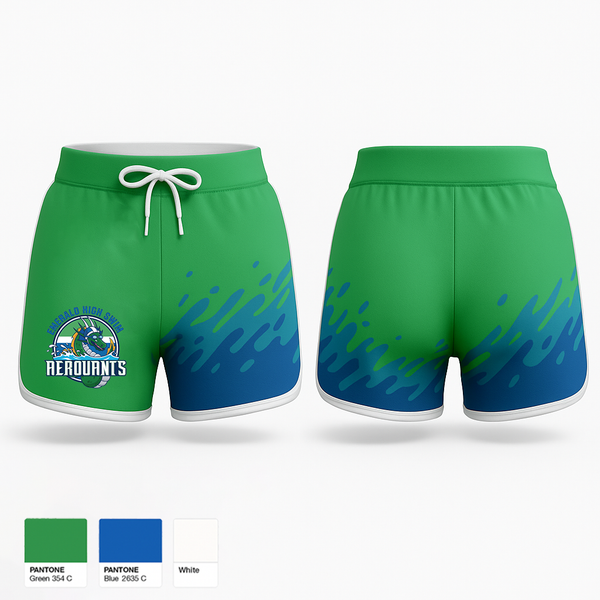 Women's Shorts, Emerald High Swim Aeroaunts, Swimming, Teamtime, Team time, sublimation, custom sports apparel, team uniforms, spirit wear, spiritwear, sports uniforms, custom shirts, team store, custom team store, fundraiser sports, apparel fundraiser
