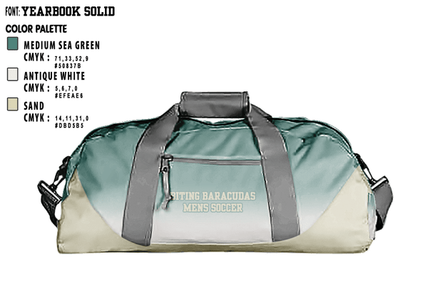 Duffle Bag, Biting Baracudas, Men's Soccer, Teamtime, Team time, sublimation, custom sports apparel, team uniforms, spirit wear, spiritwear, sports uniforms, custom shirts, team store, custom team store, fundraiser sports, apparel fundraiser